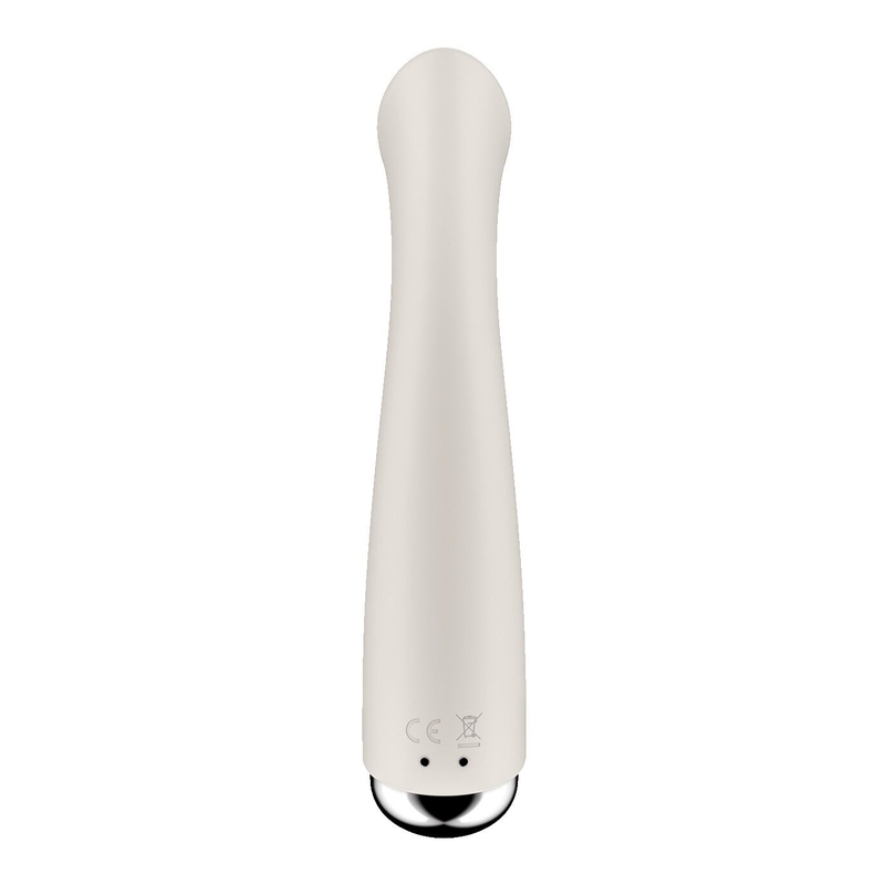 Вибратор с ротацией Satisfyer Spinning G-Spot 1 Beige, плоская площадка для стимуляции точки G, numer zdjęcia 5