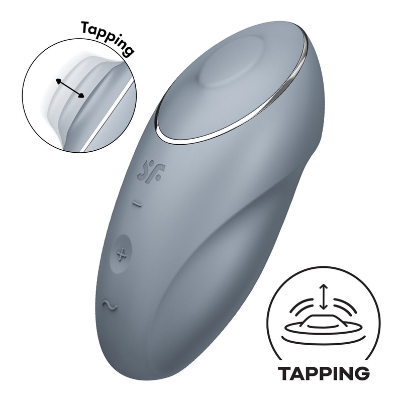 Вибростимулятор-пульсатор Satisfyer Tap & Climax 1 Bluegrey, эффект постукивания пальцем, 2 мотора, фото №2