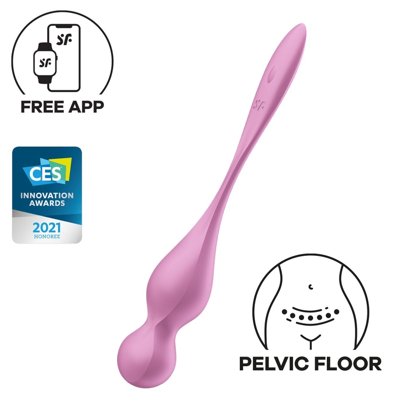 Вагинальные смарт-шарики с вибрацией Satisfyer Love Birds 1 Connect App Pink, 78 г, numer zdjęcia 2