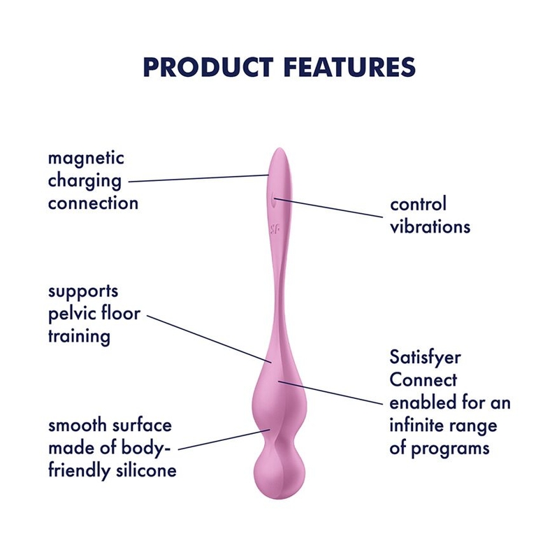 Вагинальные смарт-шарики с вибрацией Satisfyer Love Birds 1 Connect App Pink, 78 г, numer zdjęcia 7