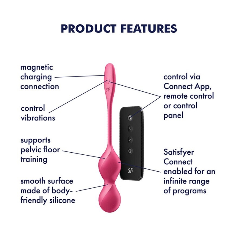 Вагинальные смарт-шарики с вибрацией Satisfyer Love Birds 2 Connect App Red, 86 г, пульт ДУ, фото №4