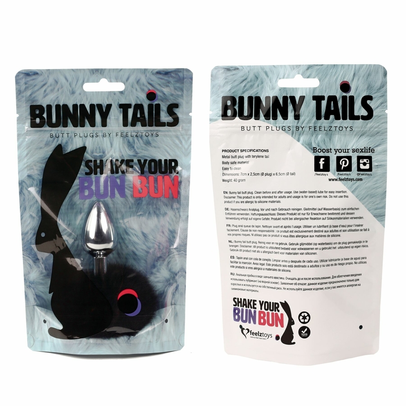 Анальная пробка FeelzToys - Bunny Tails Butt Plug Black, photo number 4