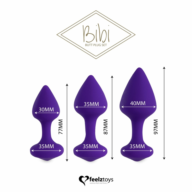 Набор силиконовых анальных пробок FeelzToys - Bibi Butt Plug Set 3 pcs Purple, фото №3
