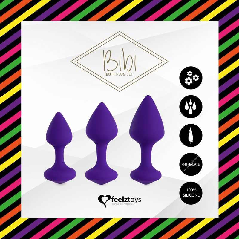 Набор силиконовых анальных пробок FeelzToys - Bibi Butt Plug Set 3 pcs Purple, фото №4