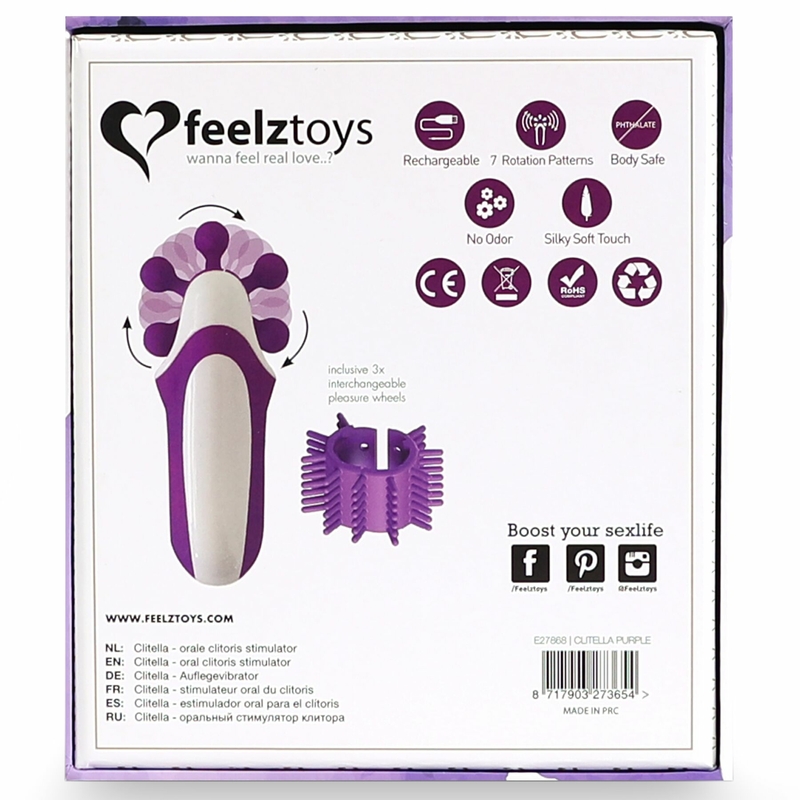 Стимулятор с имитацией оральных ласк FeelzToys - Clitella Oral Clitoral Stimulator Purple, фото №8