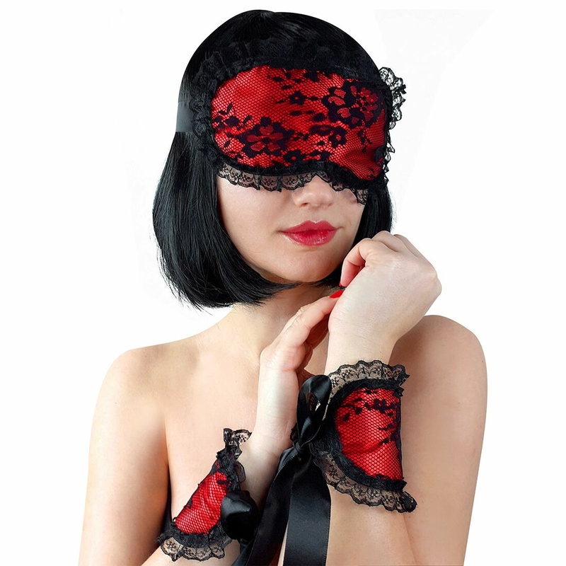 Кружевная маска на глаза с наручниками Art of Sex – Mask and Handcuffs, фото №2