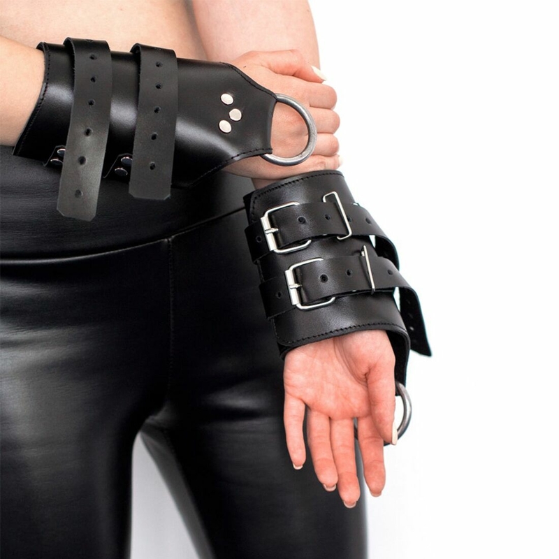 Манжеты для подвеса за руки Art of Sex – Kinky Hand Cuffs For Suspension, черные, натуральная кожа, photo number 4
