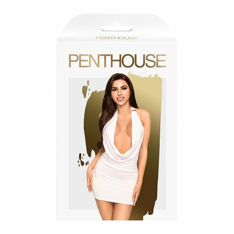 Мини-платье Penthouse - Heart Rob White XL, хомут, глубокое декольте, миниатюрные стринги, фото №4