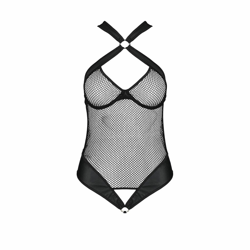 Сетчатый боди с халтером Passion Amanda Body L/XL, black, photo number 4
