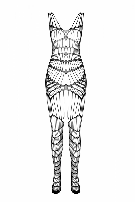 Черный ажурный бодистокинг со сложным вертикальным плетением Casmir CA004, photo number 6