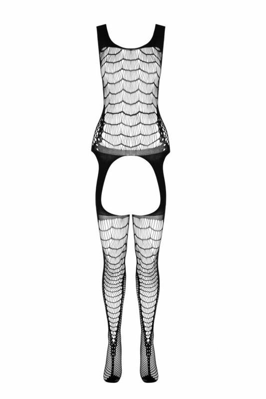 Сетчатый телесный бодистокинг с двойным плетением и подвязками Casmir CA007, photo number 6