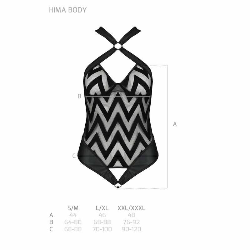 Сетчатый боди с халтером и ритмичным рисунком Passion Hima Body L/XL, black, photo number 6