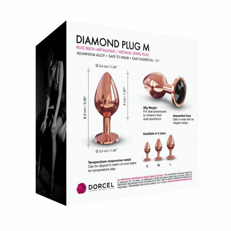 Металлическая анальная пробка с украшением в виде кристалла Dorcel - Diamond Plug Rose Gold M, numer zdjęcia 7