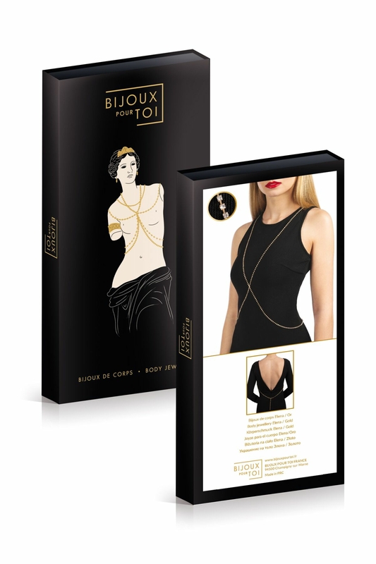 Золотистая цепочка для бюста Bijoux Pour Toi – Elena Gold со стразами, фото №4