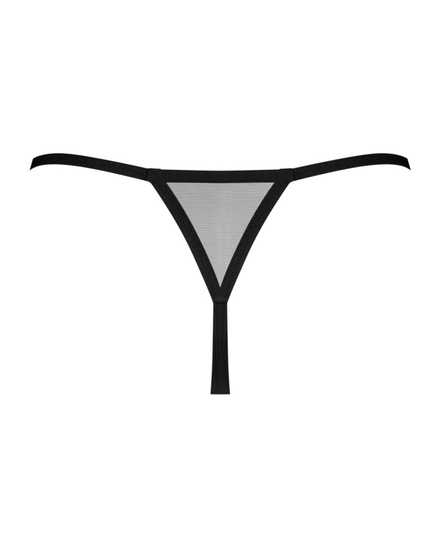 Трусики-стринги Obsessive Novenes crotchless thong, XS/S, сетка, стрепы, украшение со стразами, откр, фото №5