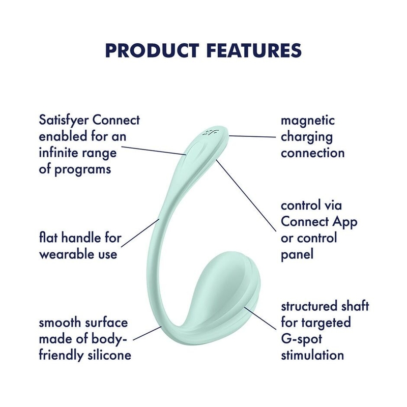 Смарт-виброяйцо Satisfyer Smooth Petal Connect App Mint, фото №8