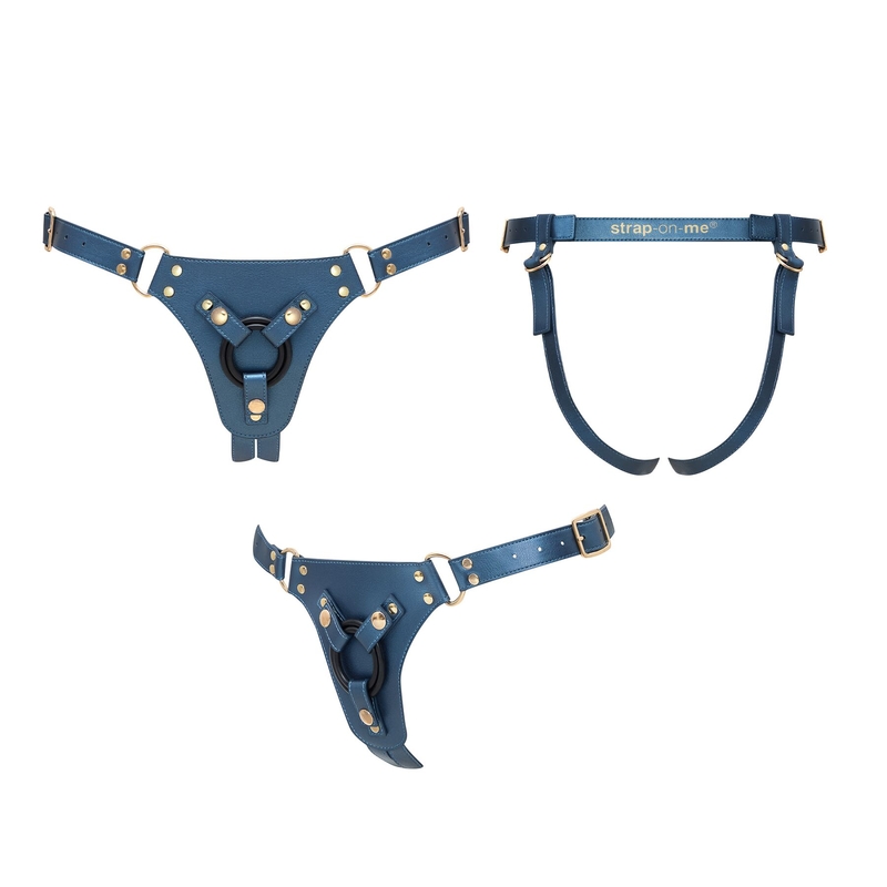 Трусики для страпона Strap-On-Me Leatherette Harness Generous - One Size - Blue, фото №5