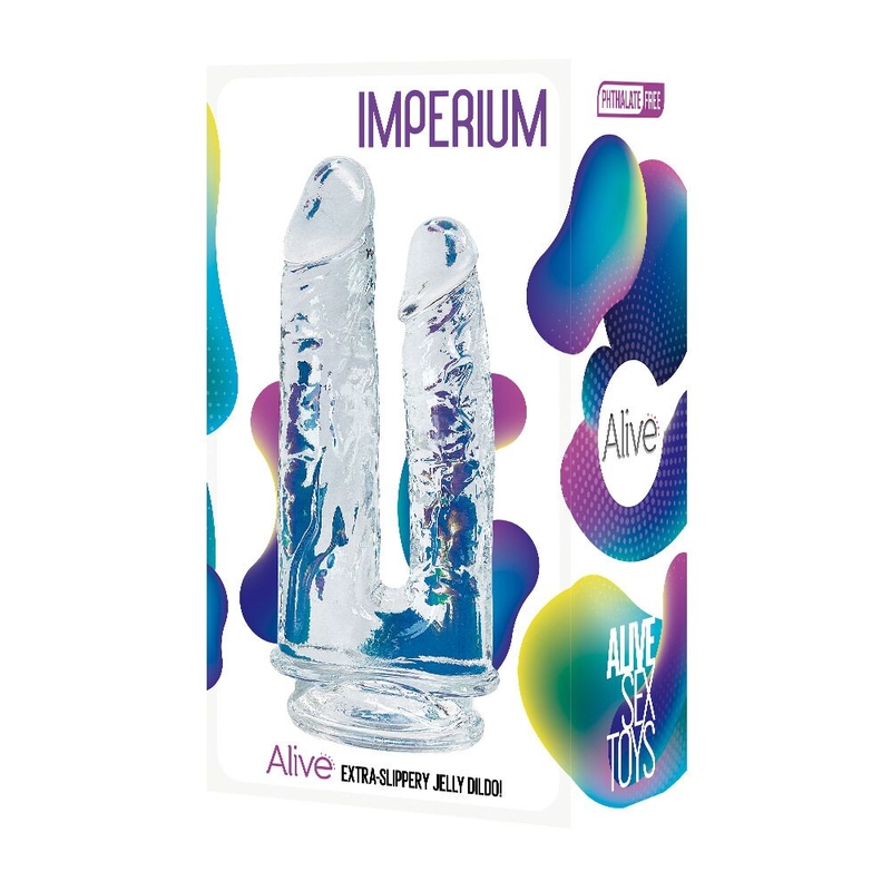 Прозрачный фаллоимитатор Alive Imperium Jelly Dildo для двойного проникновения, numer zdjęcia 3