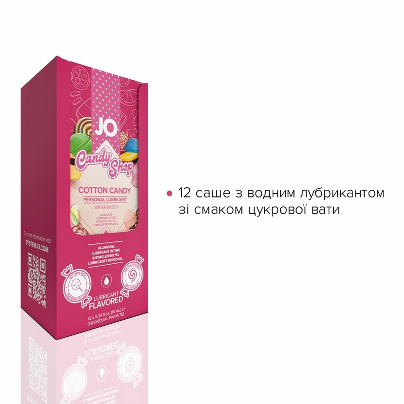 Набор лубрикантов Foil Display Box – JO H2O Lubricant – Cotton Candy – 12 x 10ml, photo number 3