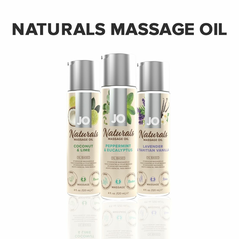 Массажное масло System JO – Naturals Massage Oil – Peppermint & Eucalyptus с натуральными эфирными м, фото №6