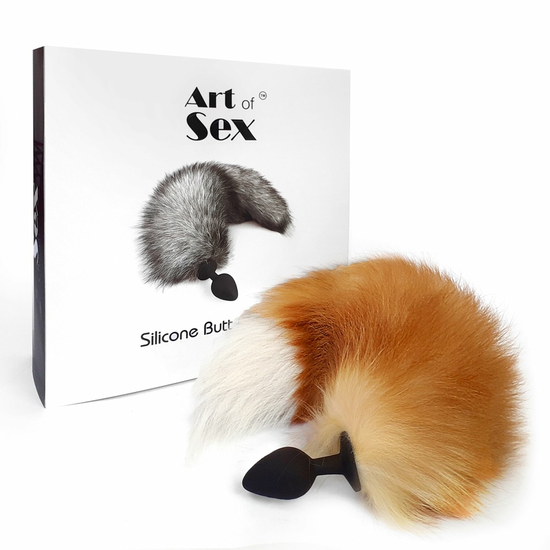 Силиконовая анальная пробка с хвостом из натурального меха Art of Sex size M  Red Fox fox, numer zdjęcia 7