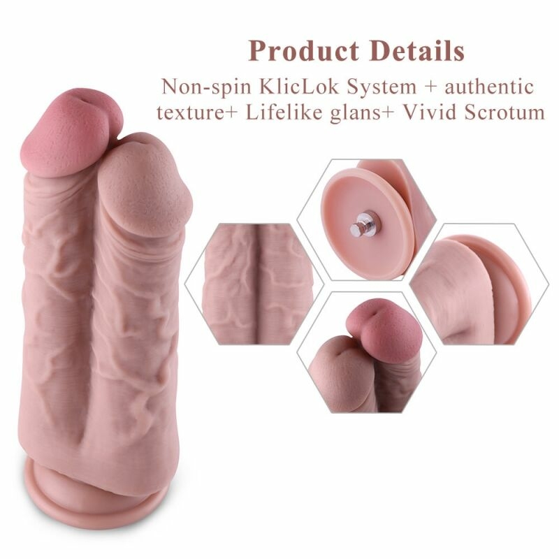 Двойной дилдо для секс-машин Hismith 8.5” Two Cocks One Hole Silicone Dildo, photo number 3