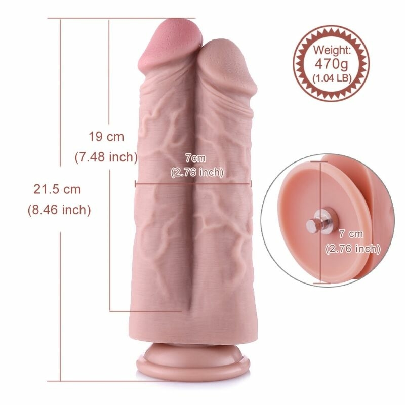 Двойной дилдо для секс-машин Hismith 8.5” Two Cocks One Hole Silicone Dildo, photo number 8