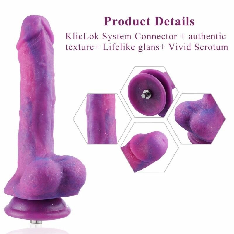 Фаллоимитатор 8.2″ с вибрацией для секс-машин Hismith Purple Silicone Dildo with Vibe, KlicLok, photo number 8