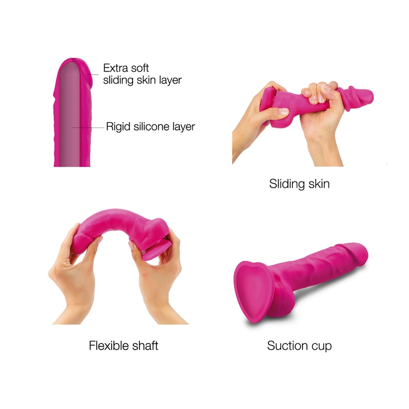 Реалистичный фаллоимитатор Strap-On-Me Sliding Skin Realistic Dildo Fuchsia S, эффект подвижной кожи, фото №4