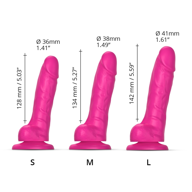 Реалистичный фаллоимитатор Strap-On-Me Sliding Skin Realistic Dildo Fuchsia S, эффект подвижной кожи, numer zdjęcia 5