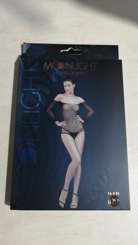 Сетчатое боди со стразами Moonlight Model 09 XS-L Black (мятая упаковка!!!), photo number 3