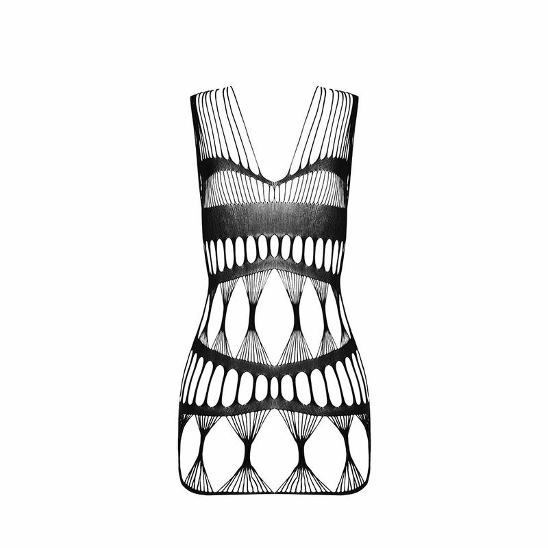 Бодистокинг-платье Passion BS089 black, мини, плетение в виде паутины, photo number 7