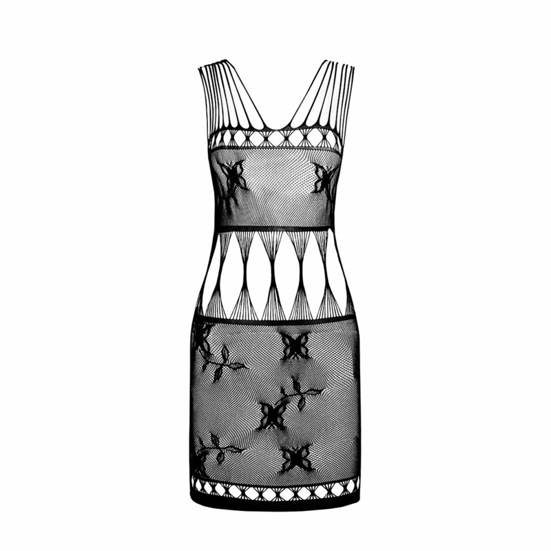 Бодистокинг мини-платье с бабочками Passion BS090 One Size black, numer zdjęcia 6