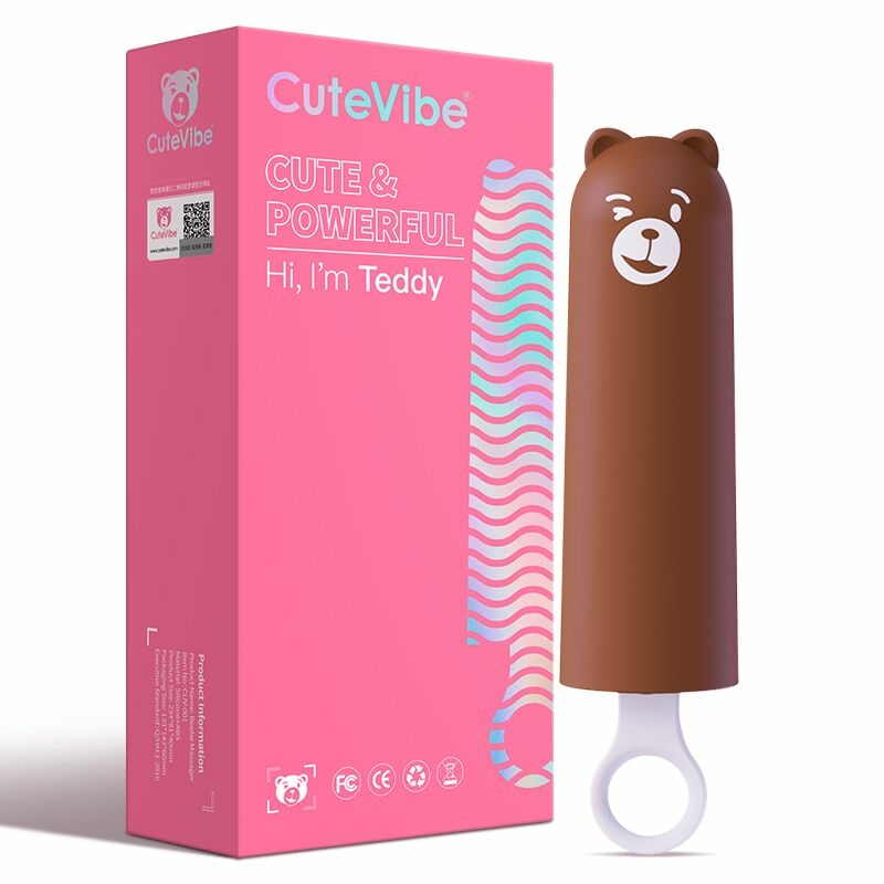Вибратор CuteVibe Teddy Brown (Pink Dildo), реалистичный вибратор под видом мороженого, numer zdjęcia 6