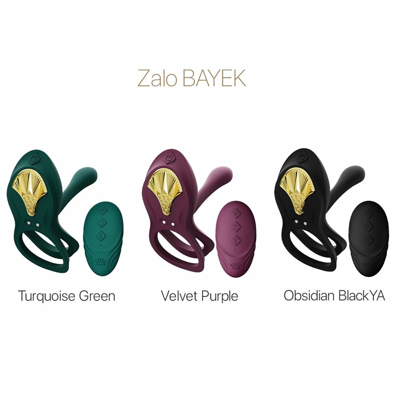 Смарт-эрекционное кольцо Zalo - BAYEK Turquoise Green, двойное с вводимой частью, пульт ДУ, numer zdjęcia 9