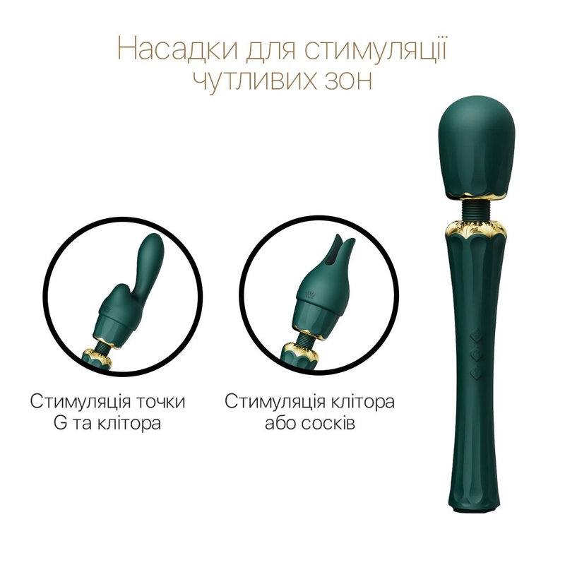 Вибромассажер с насадками Zalo — Kyro Wand Turquoise Green, numer zdjęcia 5