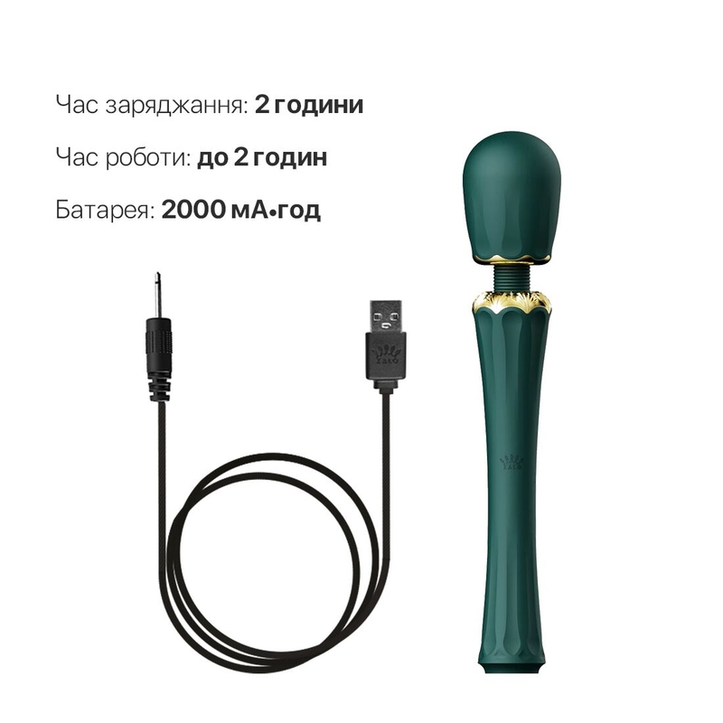 Вибромассажер с насадками Zalo — Kyro Wand Turquoise Green, numer zdjęcia 7