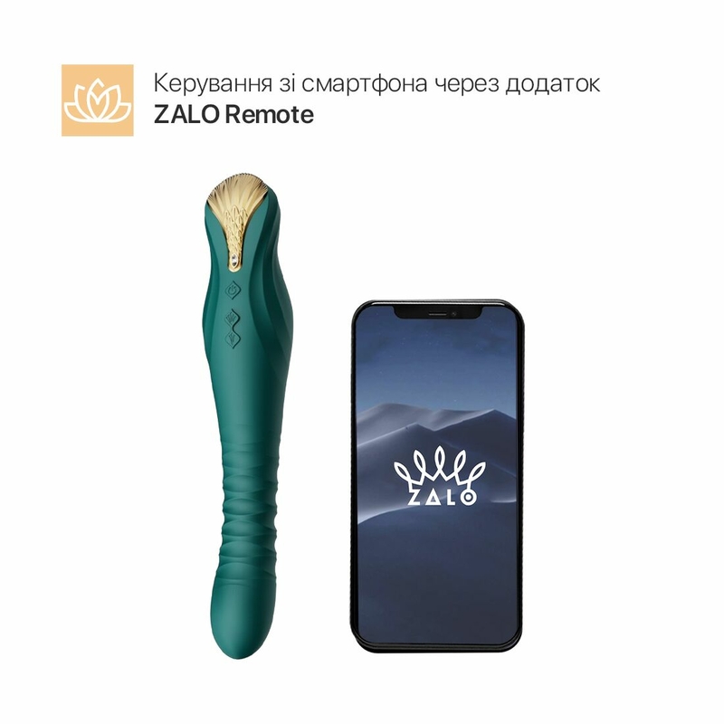 Смартвибратор-пульсатор Zalo — King Turquoise Green, кристалл Swarovski, photo number 3