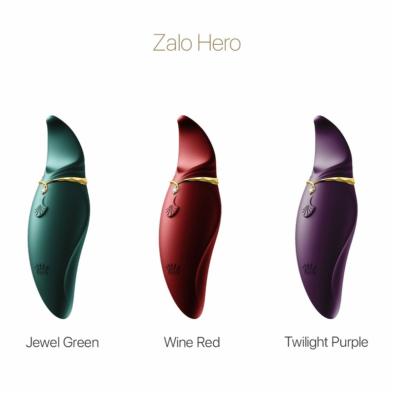 Вибратор 2в1 с язычком Zalo — Hero Jewel Green, кристалл Swarovski, photo number 9