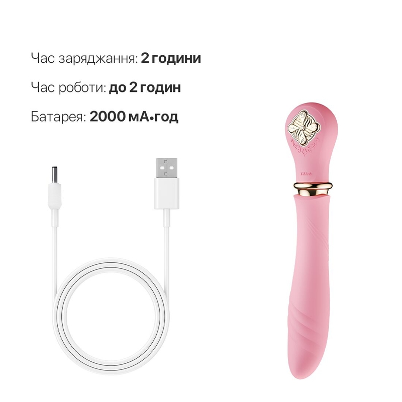 Пульсатор с подогревом Zalo Sweet Magic - Desire Fairy Pink, турбо режим, numer zdjęcia 7