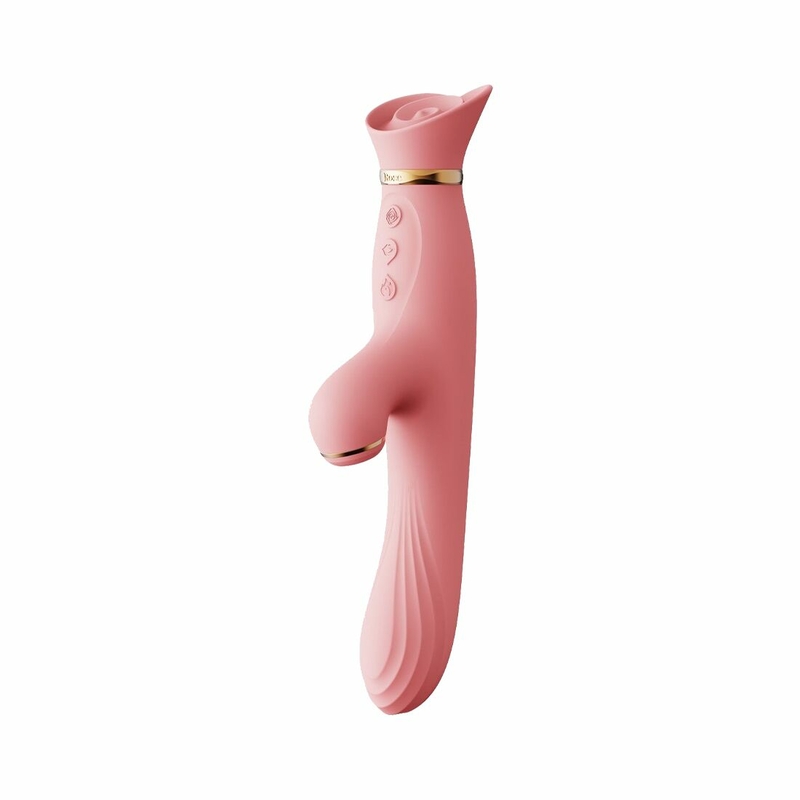Вибратор с подогревом и вакуумной стимуляцией клитора Zalo - ROSE Vibrator Strawberry Pink, numer zdjęcia 2