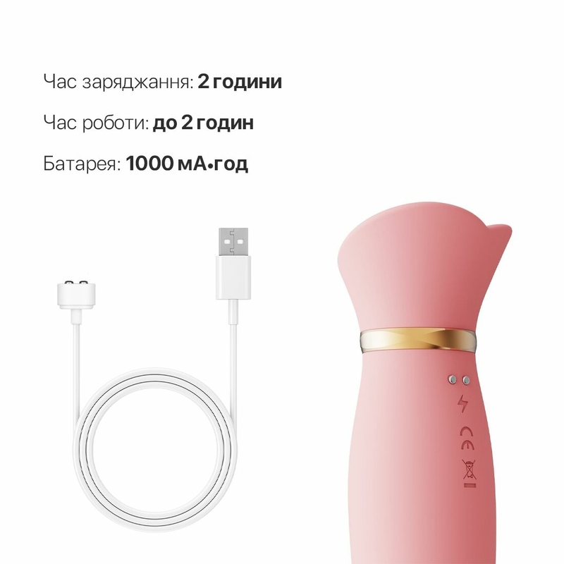 Вибратор с подогревом и вакуумной стимуляцией клитора Zalo - ROSE Vibrator Strawberry Pink, фото №7