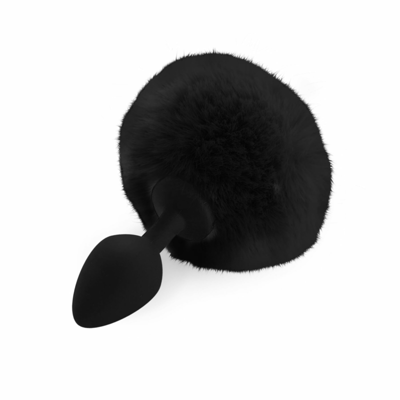 Силиконовая анальная пробка М Art of Sex - Silicone Bunny Tails Butt plug Black, диаметр 3,5 см, numer zdjęcia 2