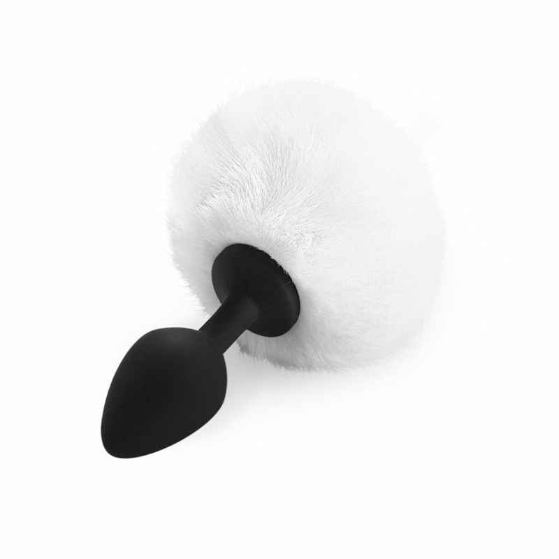 Силиконовая анальная пробка М Art of Sex - Silicone Bunny Tails Butt plug White, диаметр 3,5 см, фото №2