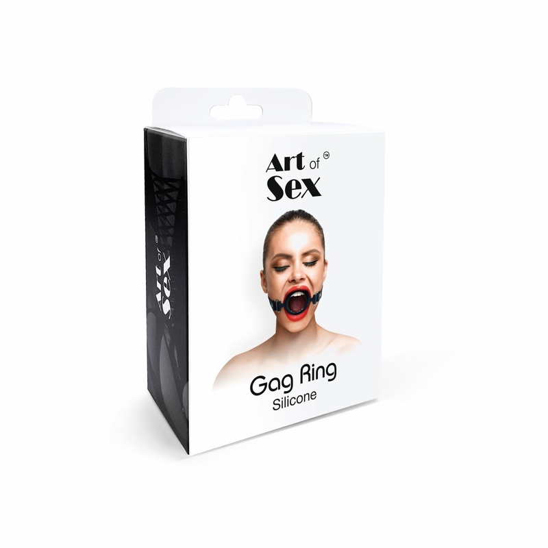 Кляп-расширитель силиконовое кольцо Art of Sex – Gag Ring, черный, натуральная кожа, фото №5