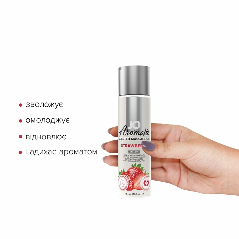 Натуральное массажное масло System JO Aromatix — Massage Oil — Strawberry 120 мл, фото №3