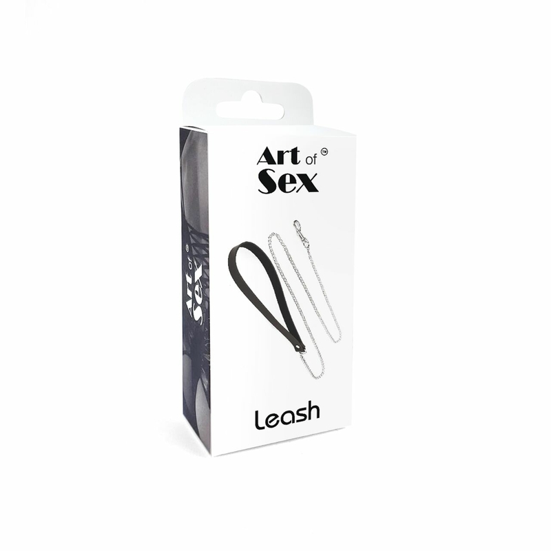 Поводок на цепочке из натуральной кожи Art of Sex - Leash, цвет Черный, photo number 6