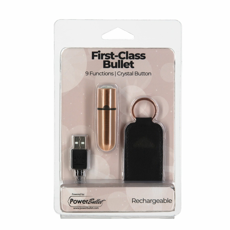 Вибропуля PowerBullet First-Class Bullet 2.5″ with Key Chain Pouch, Rose Gold, 9 режимов вибрации, фото №9