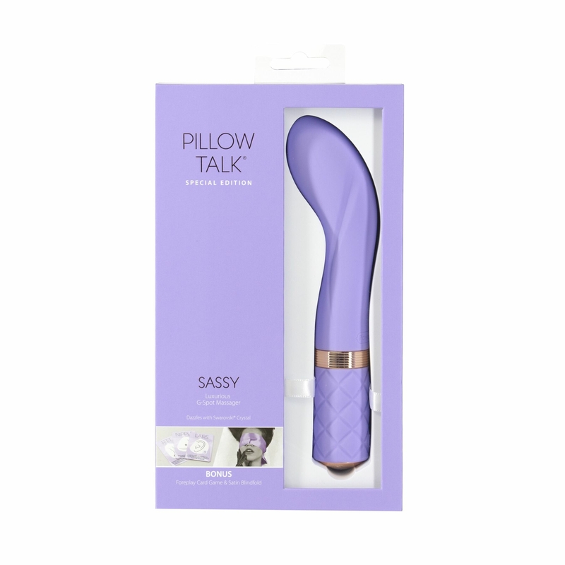 Роскошный вибратор Pillow Talk Sassy Purple Special Edition, Сваровски, повязка на глаза+игра, фото №10