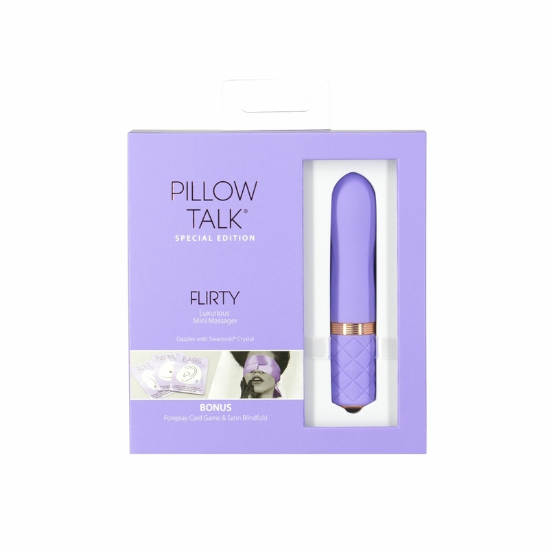 Роскошный вибратор Pillow Talk Flirty Purple Special Edition, Сваровски, повязка на глаза+игра, фото №9